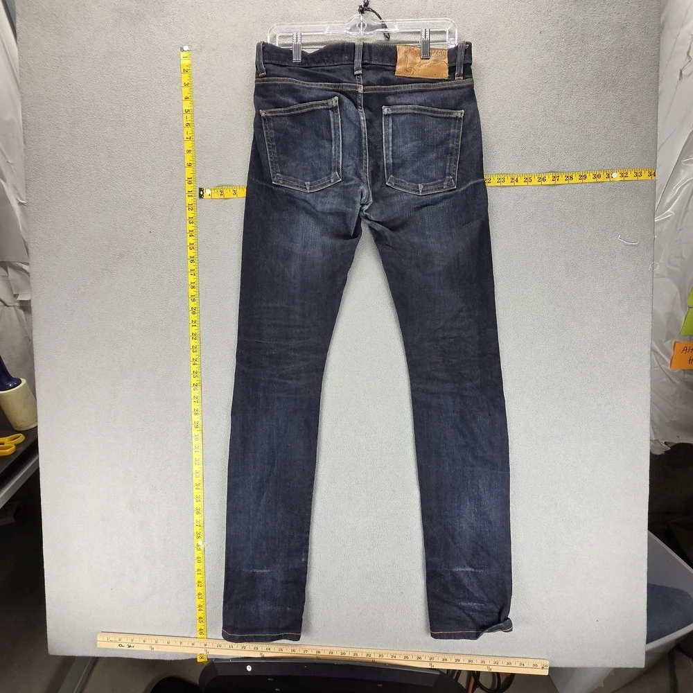 Naked &‎ Famous Jeans Mens 30x37 Blue Selvedge Skinny Guy Stretch Button Fly